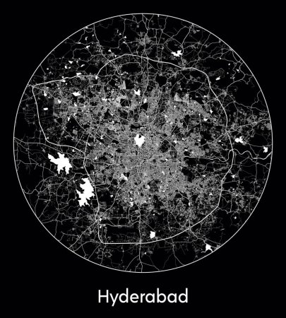 Téléchargez les illustrations : Plan de la ville Hyderabad Inde Asie illustration vectorielle - en licence libre de droit