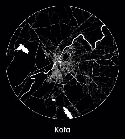 Téléchargez les illustrations : Carte de la ville Kota Inde Asie illustration vectorielle - en licence libre de droit