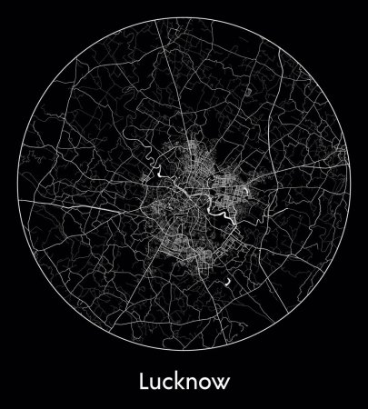 Ilustración de Mapa de la ciudad Lucknow India Asia vector ilustración - Imagen libre de derechos