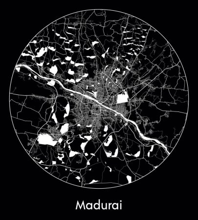 Illustration for City Map Madurai India Asia vector illustration - Royalty Free Image