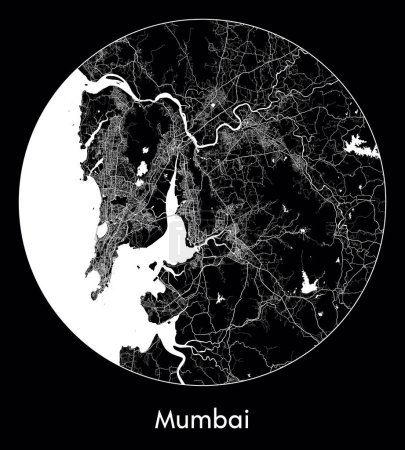 Ilustración de Mapa de la ciudad Mumbai India Asia vector ilustración - Imagen libre de derechos