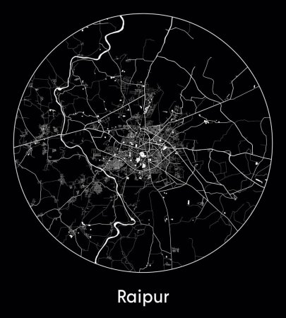 Ilustración de Mapa de la ciudad Raipur India Asia vector ilustración - Imagen libre de derechos