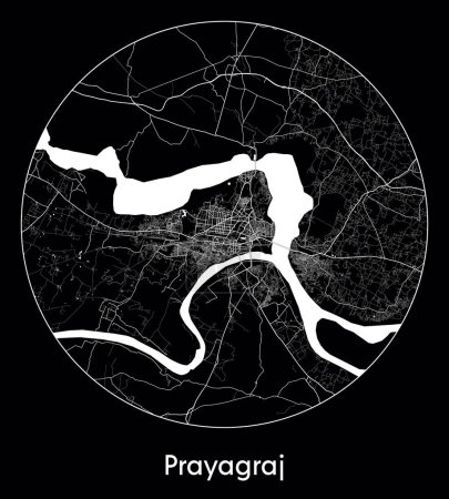 Ilustración de Mapa de la ciudad Prayagraj India Asia vector ilustración - Imagen libre de derechos