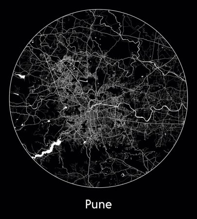 Ilustración de Mapa de la ciudad Pune India Asia vector ilustración - Imagen libre de derechos