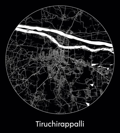 Téléchargez les illustrations : Carte de la ville Tiruchirappalli Inde Asie illustration vectorielle - en licence libre de droit