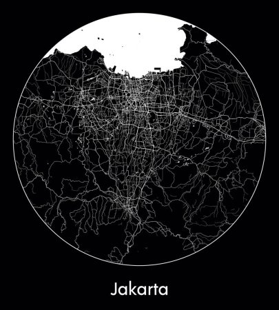 Ilustración de Mapa de la ciudad Yakarta Indonesia Asia vector ilustración - Imagen libre de derechos