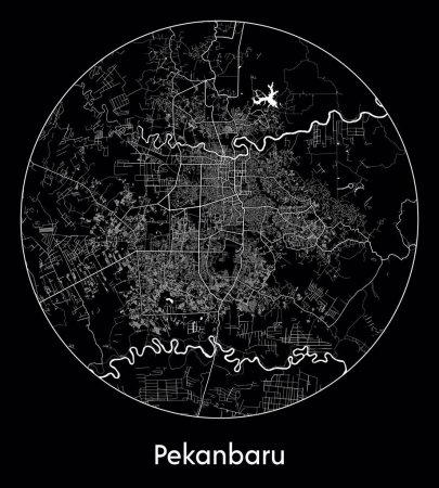Ilustración de Mapa de la ciudad Pekanbaru Indonesia Asia vector ilustración - Imagen libre de derechos