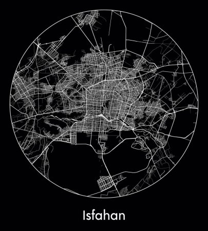 Ilustración de Mapa de la ciudad Isfahan Irán Asia vector ilustración - Imagen libre de derechos