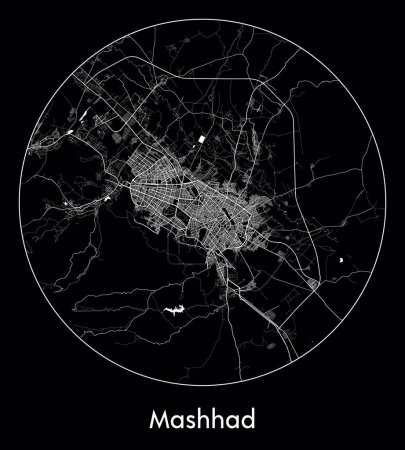 Ilustración de Mapa de la ciudad Mashhad Irán Asia vector ilustración - Imagen libre de derechos