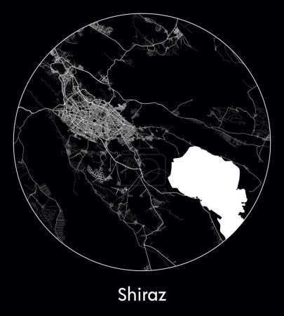 Ilustración de Mapa de la ciudad Shiraz Irán Asia vector ilustración - Imagen libre de derechos