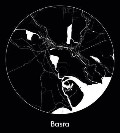 Ilustración de Mapa de la ciudad Basora Iraq Asia vector ilustración - Imagen libre de derechos