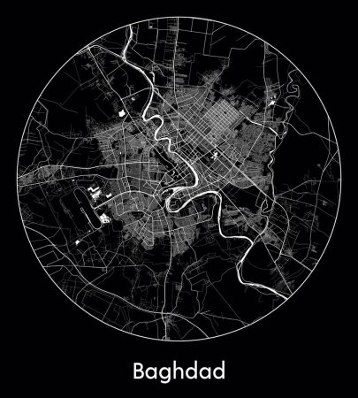 Ilustración de Mapa de la ciudad Bagdad Iraq Asia vector ilustración - Imagen libre de derechos