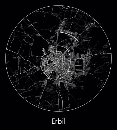 Illustration for City Map Erbil Iraq Asia vector illustration - Royalty Free Image