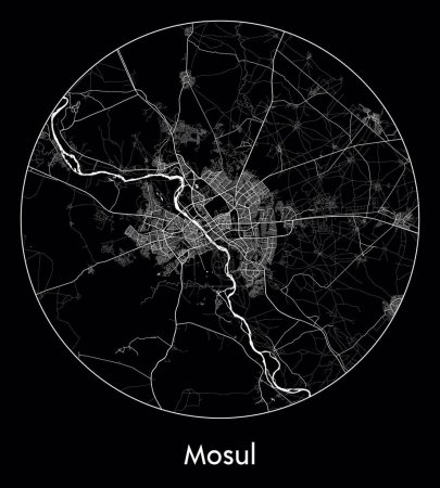 Ilustración de Mapa de la ciudad Mosul Iraq Asia vector ilustración - Imagen libre de derechos