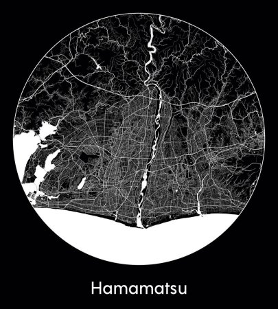 Ilustración de Mapa de la ciudad Hamamatsu Japón Asia vector ilustración - Imagen libre de derechos