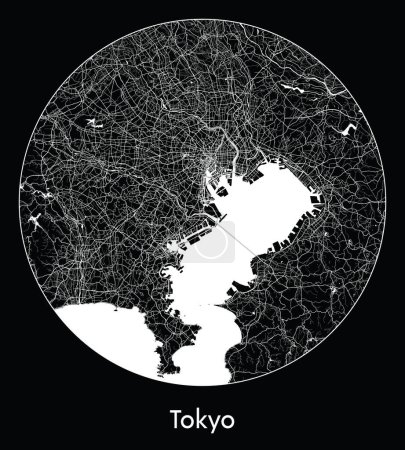 Ilustración de Mapa de la ciudad Sendai Japón Asia vector ilustración - Imagen libre de derechos