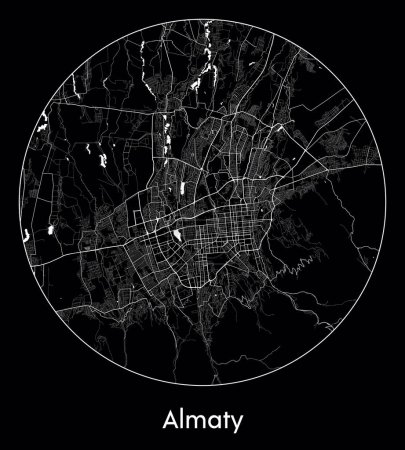 Ilustración de Mapa de la ciudad Almaty Kazajstán Asia vector ilustración - Imagen libre de derechos