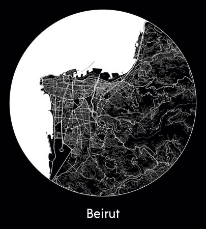 Ilustración de Mapa de la ciudad Beirut Líbano Asia vector ilustración - Imagen libre de derechos