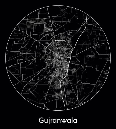 Illustration for City Map Gujranwala Pakistan Asia vector illustration - Royalty Free Image