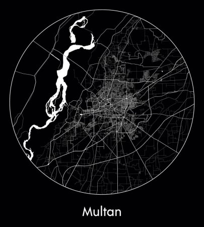 Illustration for City Map Multan Pakistan Asia vector illustration - Royalty Free Image