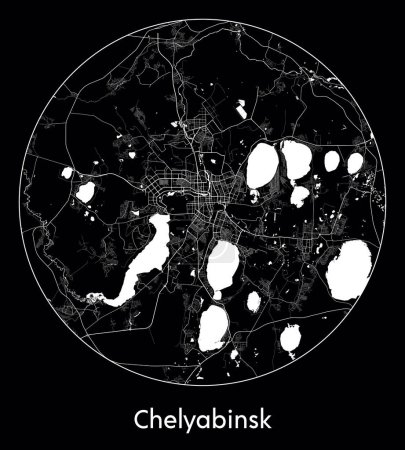Téléchargez les illustrations : Plan de la ville Tcheliabinsk Russie Asie illustration vectorielle - en licence libre de droit