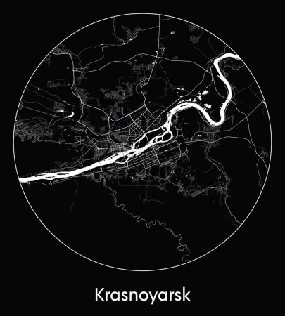 Ilustración de Mapa de la ciudad Krasnoyarsk Rusia Asia vector ilustración - Imagen libre de derechos