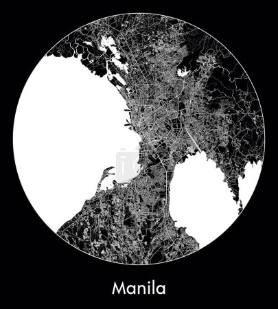 Téléchargez les illustrations : Plan de la ville Manille Philippines Asie illustration vectorielle - en licence libre de droit