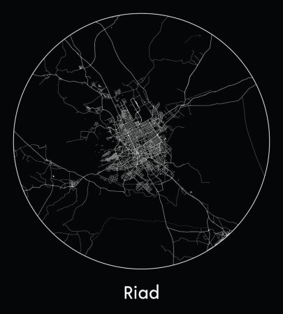 Mapa de la ciudad Riad Arabia Saudita Asia vector ilustración