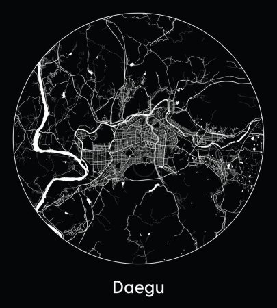 Ilustración de Mapa de la ciudad Daegu Corea del Sur Asia vector ilustración - Imagen libre de derechos