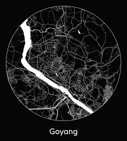 Ilustración de Mapa de la ciudad Goyang Corea del Sur Asia vector ilustración - Imagen libre de derechos