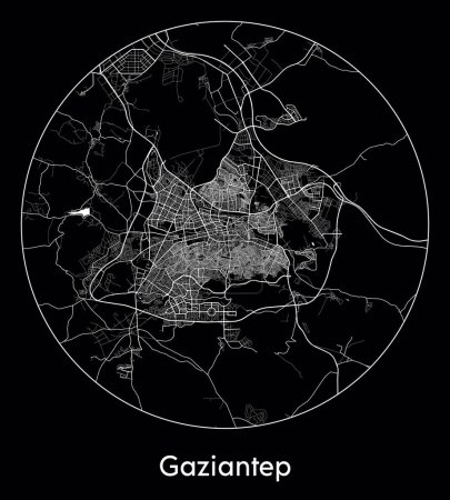 Ilustración de Mapa de la ciudad Gaziantep Turquía Asia vector ilustración - Imagen libre de derechos