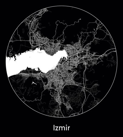 Téléchargez les illustrations : Carte de la ville Izmir Turquie Asie illustration vectorielle - en licence libre de droit
