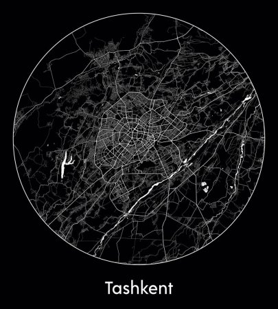 Ilustración de Mapa de la ciudad Taskent Uzbekistán Asia vector ilustración - Imagen libre de derechos