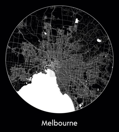 Ilustración de Mapa de la ciudad Melbourne Australia vector ilustración - Imagen libre de derechos