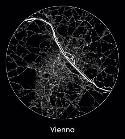 Téléchargez les illustrations : Carte de la ville Vienne Autriche Europe illustration vectorielle - en licence libre de droit