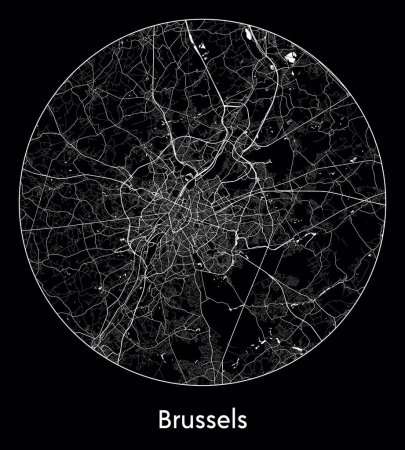 Téléchargez les illustrations : Plan de la ville Bruxelles Belgique Europe illustration vectorielle - en licence libre de droit
