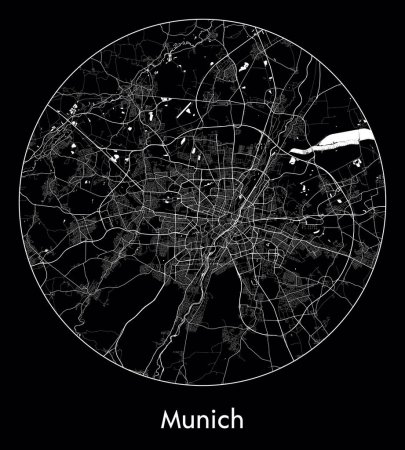 Ilustración de Mapa de la ciudad Munich Alemania Europa vector ilustración - Imagen libre de derechos