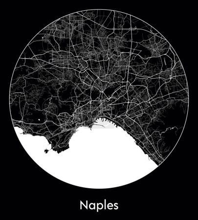 Téléchargez les illustrations : Plan de la ville Naples Italie Europe illustration vectorielle - en licence libre de droit