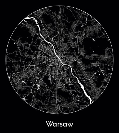 Téléchargez les illustrations : Carte de la ville Varsovie Pologne Europe illustration vectorielle - en licence libre de droit