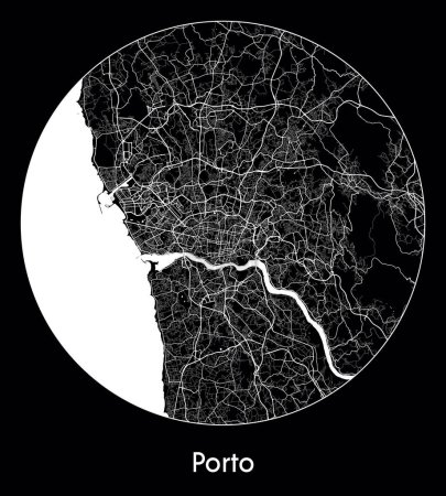 Téléchargez les illustrations : Plan de la ville Porto Portugal Europe illustration vectorielle - en licence libre de droit