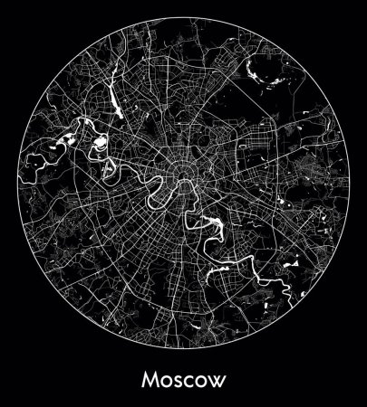 Téléchargez les illustrations : Carte de la ville Moscou Russie Europe illustration vectorielle - en licence libre de droit