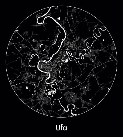 Ilustración de Mapa de la ciudad Ufa Rusia Europa vector ilustración - Imagen libre de derechos