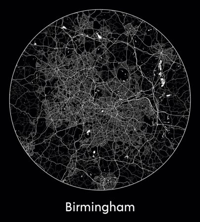Téléchargez les illustrations : Plan de la ville Birmingham Royaume-Uni Europe illustration vectorielle - en licence libre de droit