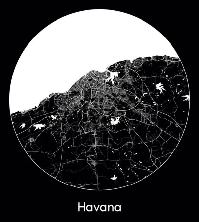 Ilustración de Mapa de la ciudad La Habana Cuba América del Norte vector ilustración - Imagen libre de derechos