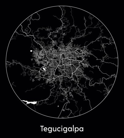 Téléchargez les illustrations : Carte de la ville Tegucigalpa Honduras Illustration vectorielle Amérique du Nord - en licence libre de droit