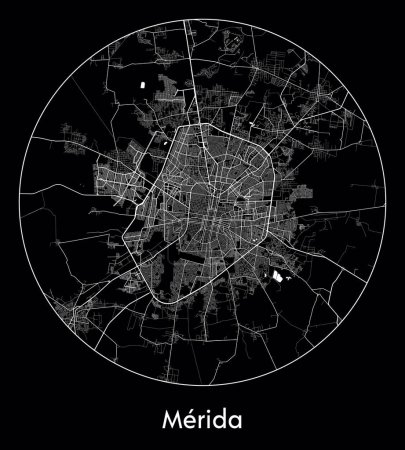 Ilustración de Mapa de la ciudad Mérida México América del Norte vector ilustración - Imagen libre de derechos
