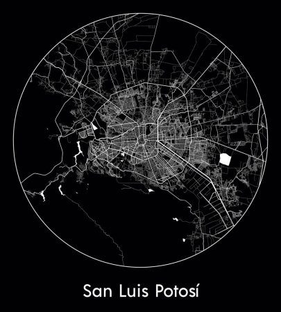 Téléchargez les illustrations : Plan de la ville San Luis Potosi Mexique Amérique du Nord illustration vectorielle - en licence libre de droit