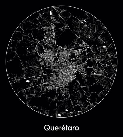 Téléchargez les illustrations : Plan de la ville Queretaro Mexique Amérique du Nord illustration vectorielle - en licence libre de droit