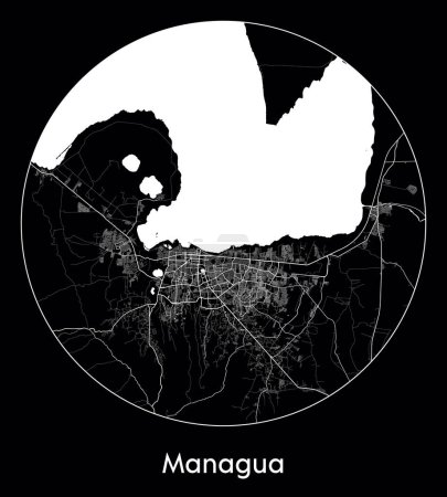 Ilustración de Mapa de la ciudad Managua Nicaragua América del Norte vector ilustración - Imagen libre de derechos