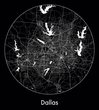Ilustración de Mapa de la ciudad Dallas Estados Unidos América del Norte vector ilustración - Imagen libre de derechos